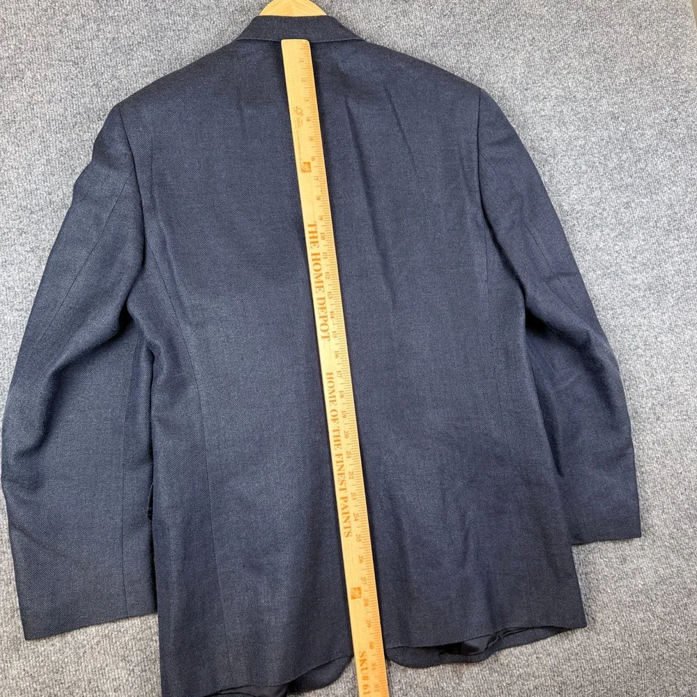 Brooks Brothers Blazer Mens 42R Blue Herringbone Silk Wool Linen Blend Jacket